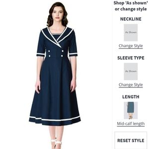 Eshakti Navy Blue and White Sailor Dress Size 28